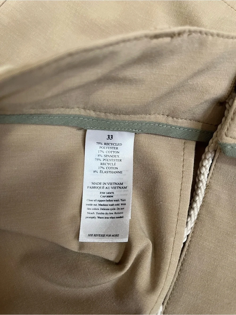 Faherty All Day™ Shorts 9” Khaki Tan Flat Front Stretch Men’s Size 33